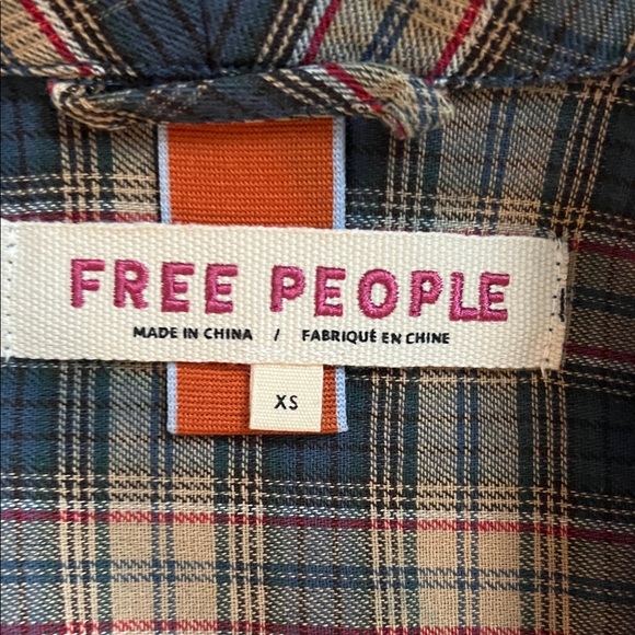 Free People Plaid and Lace Coat in Brown and Blue Excellent Condition - Picture 2 of 8